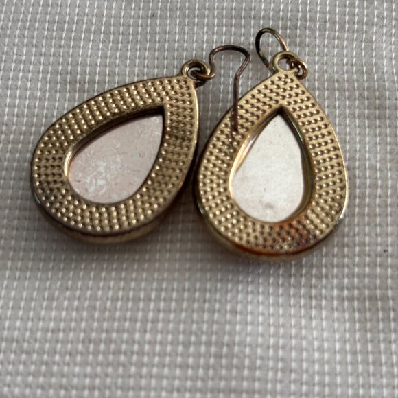 Gold Glitter Teardrop Dangle Earrings | Sparkle Resin Drops | Costume Jewelry - Picture 2 of 2